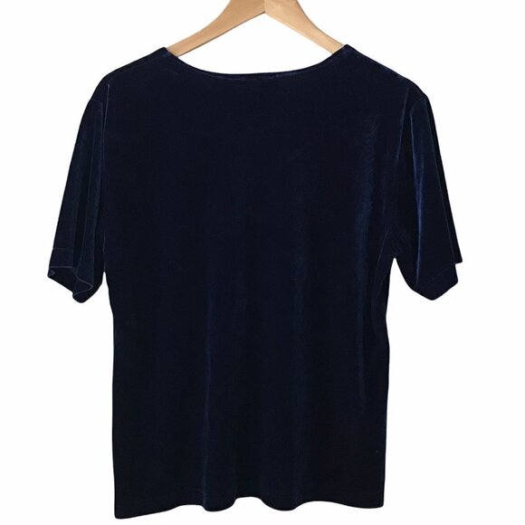 NWB CASUALS Women Blue Short Sleeve Velour Top - Picture 2 of 9
